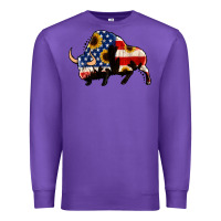 Purple american flag bison Premium Sweatshirt - Jasminsmagicworld