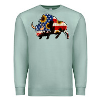 Seafoam american flag bison Premium Sweatshirt - Jasminsmagicworld