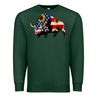 Sports Green american flag bison Premium Sweatshirt - Jasminsmagicworld