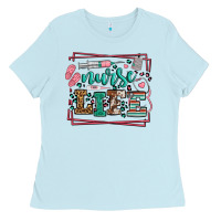 Baby Blue Nurse life leopard frame Ladies Tee - LillyAllenDesigns