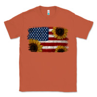 Copper Distressed Yellow Sunflower American Flag Classic Tee - Jasminsmagicworld