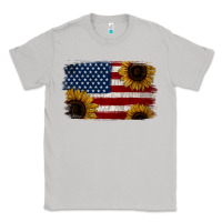 Moon Dust Distressed Yellow Sunflower American Flag Classic Tee - Jasminsmagicworld