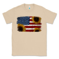 Mushroom Distressed Yellow Sunflower American Flag Classic Tee - Jasminsmagicworld