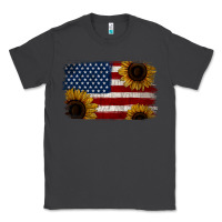 Smoke Distressed Yellow Sunflower American Flag Classic Tee - Jasminsmagicworld