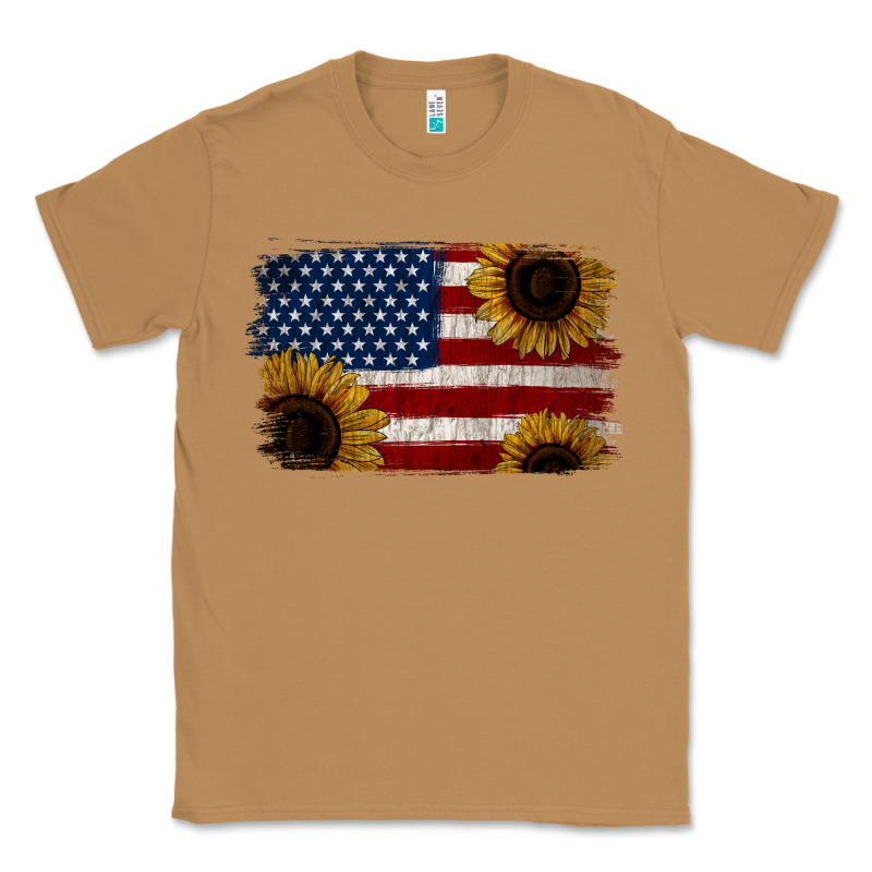 Distressed Yellow Sunflower American Flag Classic Tee by Jasminsmagicworld | Teevron