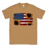 Toasted Coconut Distressed Yellow Sunflower American Flag Classic Tee - Jasminsmagicworld