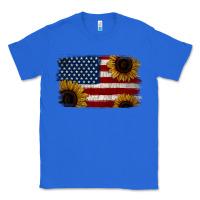 True Royal Distressed Yellow Sunflower American Flag Classic Tee - Jasminsmagicworld