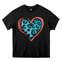 Black Blue Leopard Heart Heavy Core Tee - Jasminsmagicworld