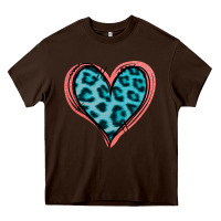 Chocolate Brown Blue Leopard Heart Heavy Core Tee - Jasminsmagicworld