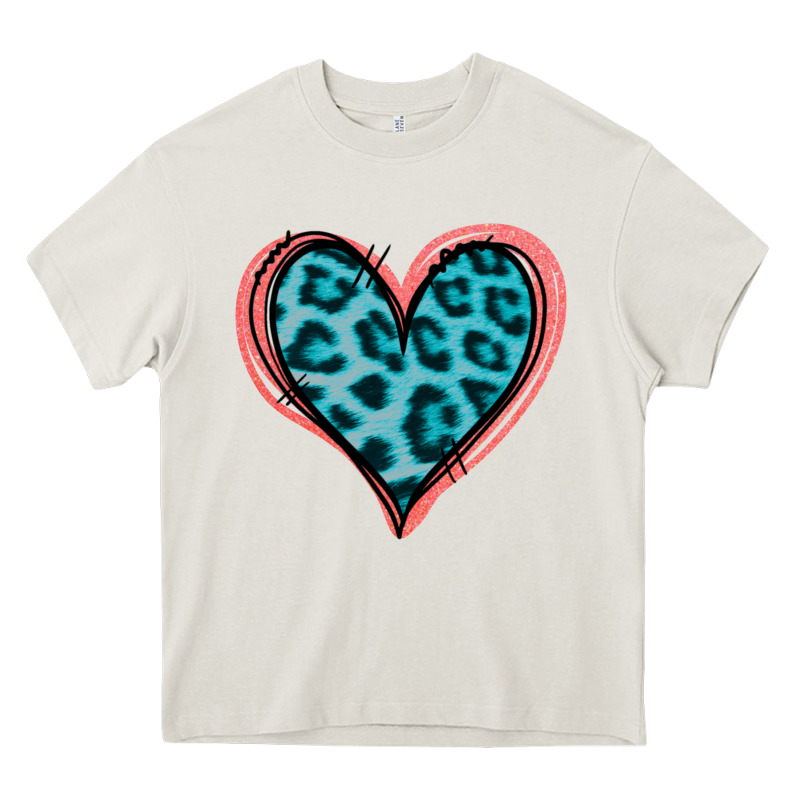 Blue Leopard Heart Heavy Core Tee by Jasminsmagicworld | Teevron