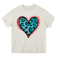 Cream Blue Leopard Heart Heavy Core Tee - Jasminsmagicworld