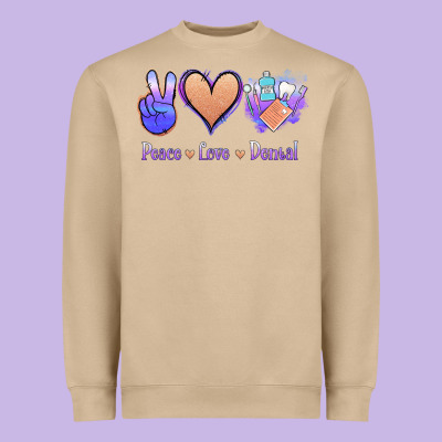 Peace Love Dental Heavyweight Sweatshirt Designed By Jasminsmagicworld