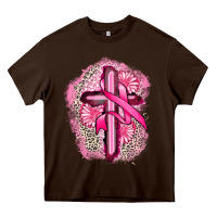 Chocolate Brown breast cancer cross Heavy Core Tee - FaDigitalArtStudio