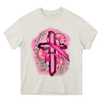 Cream breast cancer cross Heavy Core Tee - FaDigitalArtStudio
