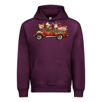 Mauve Wine christmas truck with farm animals Urban Hoodie - RanaPortraitStore
