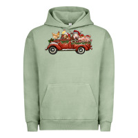 Pigment Oil Green christmas truck with farm animals Urban Hoodie - RanaPortraitStore