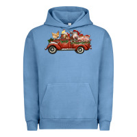 Pigment Pebble Blue christmas truck with farm animals Urban Hoodie - RanaPortraitStore