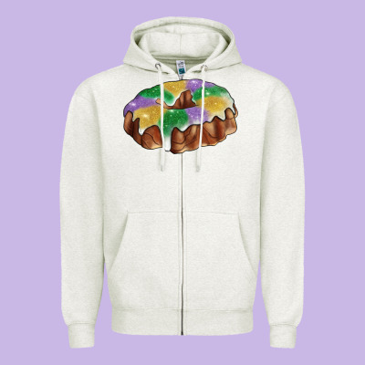 Mardi Gras King Cake Zipper Hoodie Designed By Ranaportraitstore