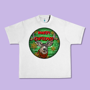 Mule Buck Deer Head Christmas Urban Heavy Tee Designed By Lillyallendesigns