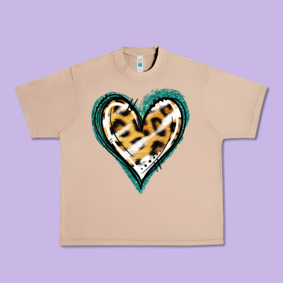 Glitter Leopard Heart Urban Heavy Tee Designed By Jasminsmagicworld