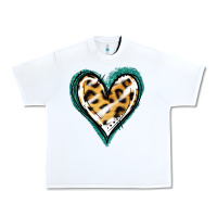 White Glitter Leopard Heart Urban Heavy Tee - Jasminsmagicworld