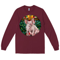 Burgundy christmas pig Long Sleeve Tee - LillyAllenDesigns