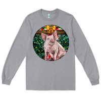 Heather Grey christmas pig Long Sleeve Tee - LillyAllenDesigns