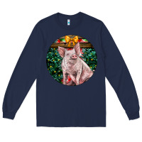 Navy christmas pig Long Sleeve Tee - LillyAllenDesigns