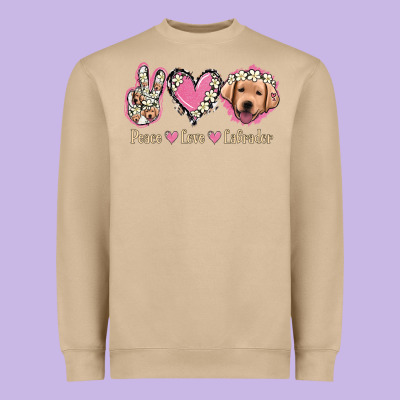 Peace Love Labrador Heavyweight Sweatshirt Designed By Jasminsmagicworld