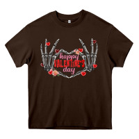 Chocolate Brown Happy Valentine's Day skeleton hands Heavy Core Tee - FaDigitalArtStudio