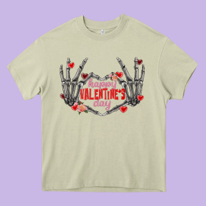 Happy Valentine's Day Skeleton Hands Heavy Core Tee Designed By Fadigitalartstudio