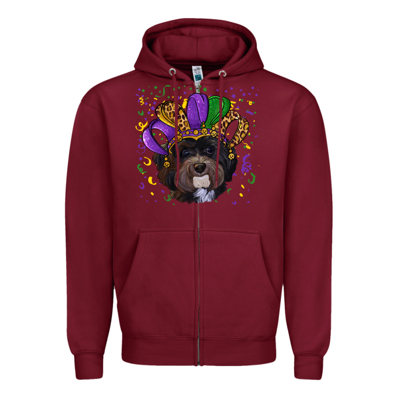 Mardi Gras Havanese Dog With Hat Zipper Hoodie by RanaPortraitStore | Teevron