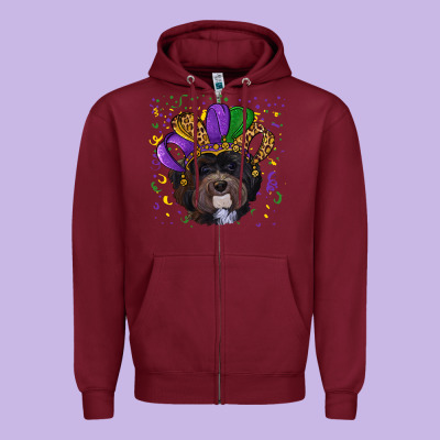 Mardi Gras Havanese Dog With Hat Zipper Hoodie Designed By Ranaportraitstore