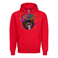Red Mardi Gras Havanese Dog with Hat Zipper Hoodie - RanaPortraitStore