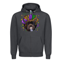 Smoke Mardi Gras Havanese Dog with Hat Zipper Hoodie - RanaPortraitStore