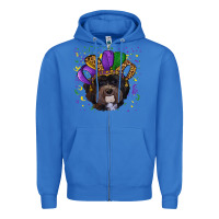 True Royal Mardi Gras Havanese Dog with Hat Zipper Hoodie - RanaPortraitStore