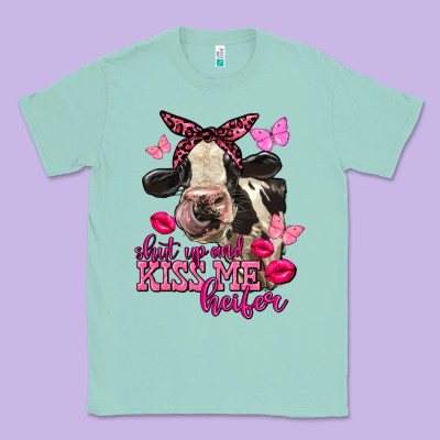 Valentine's Day Shut Up And Kiss Me Holstein Cow Classic Tee Designed By Fadigitalartstudio