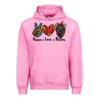 Fuchsia Pink peace love bison Urban Hoodie - RanaPortraitStore