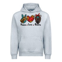 Heather Grey peace love bison Urban Hoodie - RanaPortraitStore