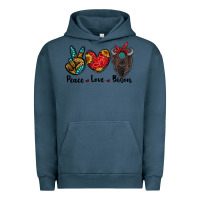 Pigment Midnight Navy peace love bison Urban Hoodie - RanaPortraitStore