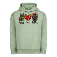 Pigment Oil Green peace love bison Urban Hoodie - RanaPortraitStore