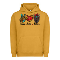 Pigment Peanut Butter peace love bison Urban Hoodie - RanaPortraitStore