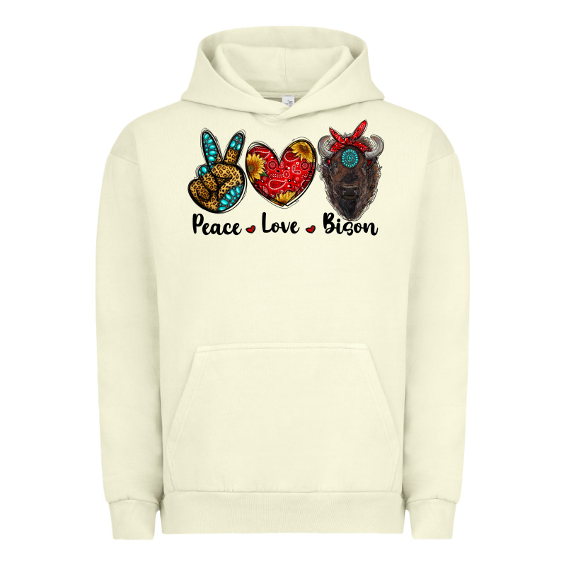 Peace Love Bison Urban Hoodie by RanaPortraitStore | Teevron
