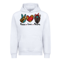White peace love bison Urban Hoodie - RanaPortraitStore