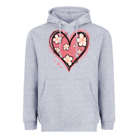 Heather Grey floral pink glitter heart Heavyweight Hoodie - Jasminsmagicworld
