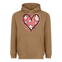 Floral Pink Glitter Heart Heavyweight Hoodie | Teevron