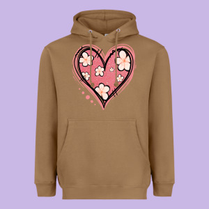 Floral Pink Glitter Heart Heavyweight Hoodie Designed By Jasminsmagicworld
