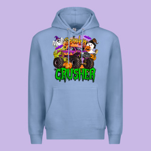 Spooky Crusher Monster Truck Premium Hoodie Designed By Barkaloodesign