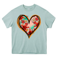 Arona floral orange glitter heart Heavy Core Tee - Jasminsmagicworld
