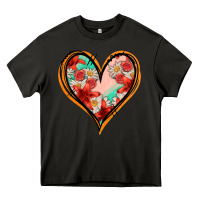 Asphalt floral orange glitter heart Heavy Core Tee - Jasminsmagicworld